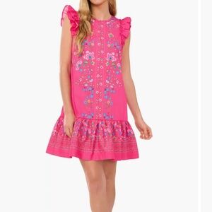 CeCe Sleeveless Ruffle Dress Beetroot Pink Size 2 | Feminine Party Cocktail